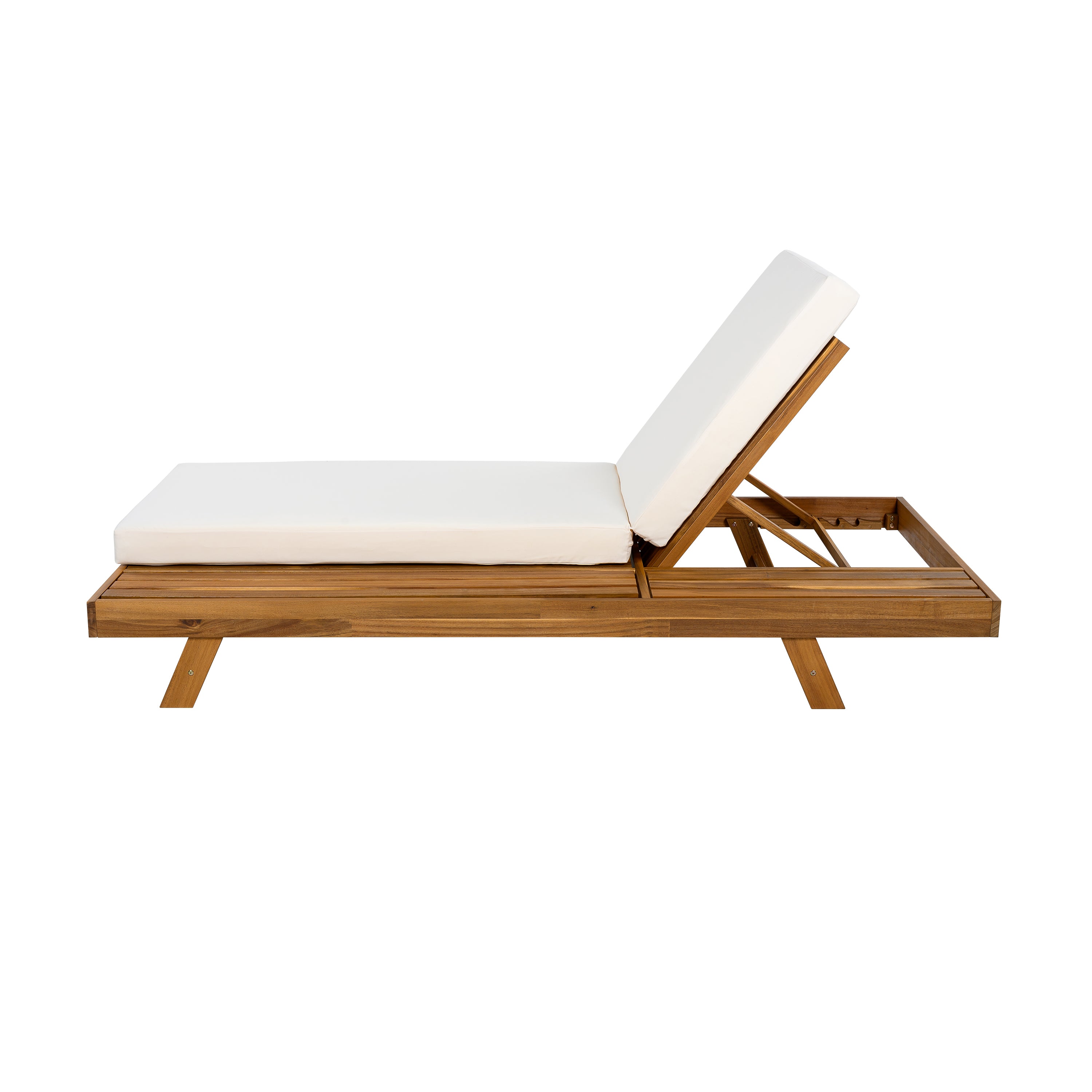 Christopher Knight Home Dawn Patio Rustic Acacia Wood Adjustable Chaise Lounge with Water-Resistant Cushions (Set of 2), Teak/Cream