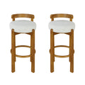 Christopher Knight Home Martin Indoor Rubberwood Low Back Upholstered Barstools (Set of 2), Ivory/Walnut