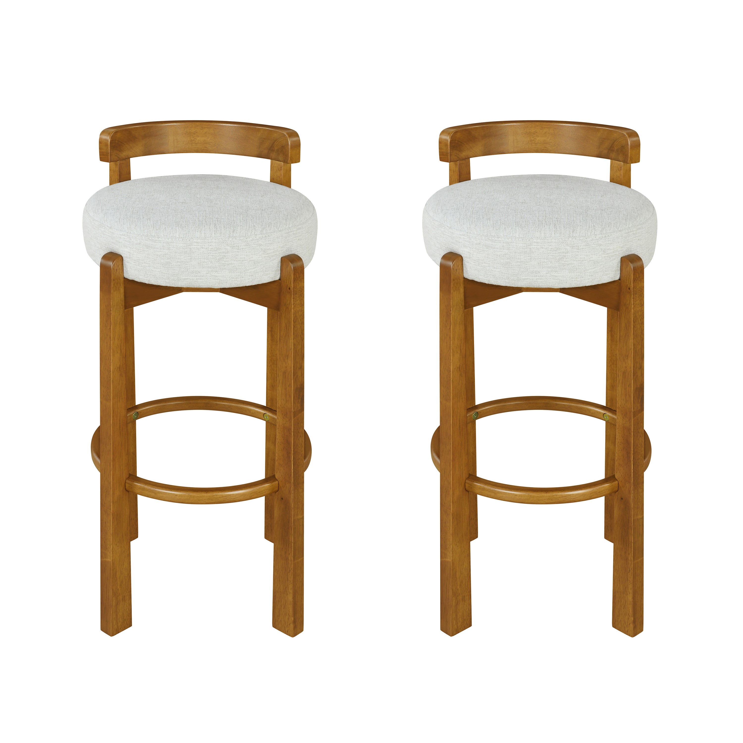 Christopher Knight Home Martin Indoor Rubberwood Low Back Upholstered Barstools (Set of 2), Ivory/Walnut
