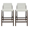Christopher Knight Home Wendy Mid-Century Modern Rubberwood Upholstered Bar Stools (Set of 2), Dark Walnut/Beige