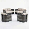 Christopher Knight Home Lalit Modern 4 Piece Patio Aluminum Seating Set with Cushion(Table Not Included)