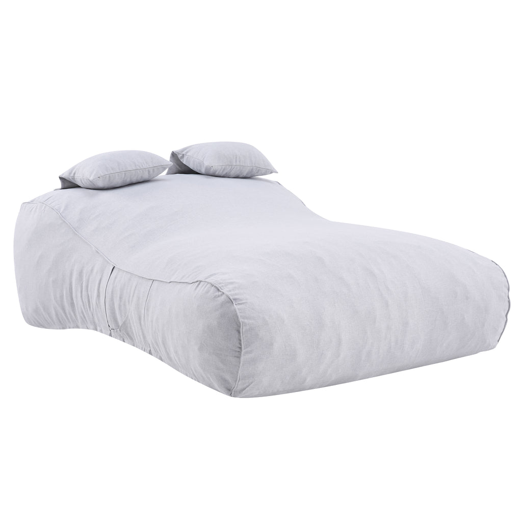 Outdoor Double Bean Bag Daybed, UV-Resistant Olefin Fabric Patio Lounge Chair, Waterproof 2-Person Bean Bag Sofa