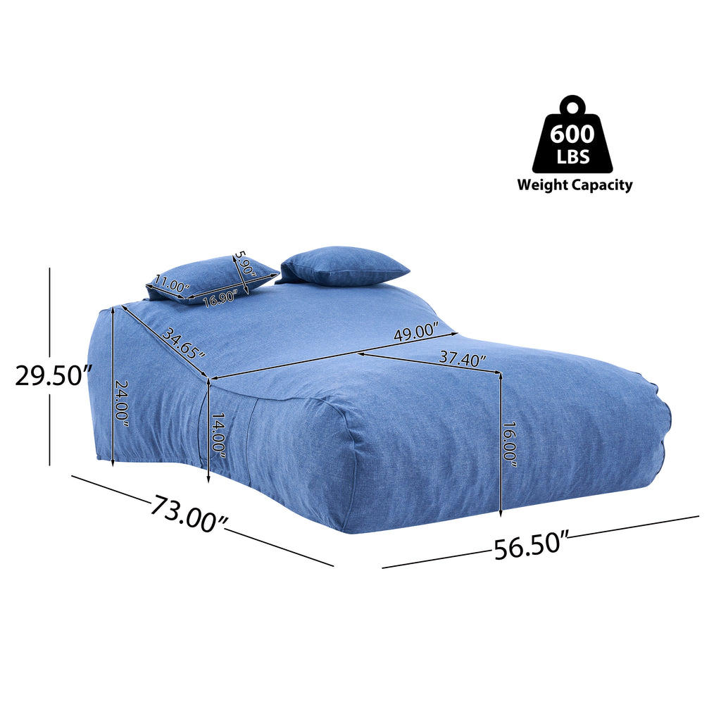 Outdoor Double Bean Bag Daybed, UV-Resistant Olefin Fabric Patio Lounge Chair, Waterproof 2-Person Bean Bag Sofa