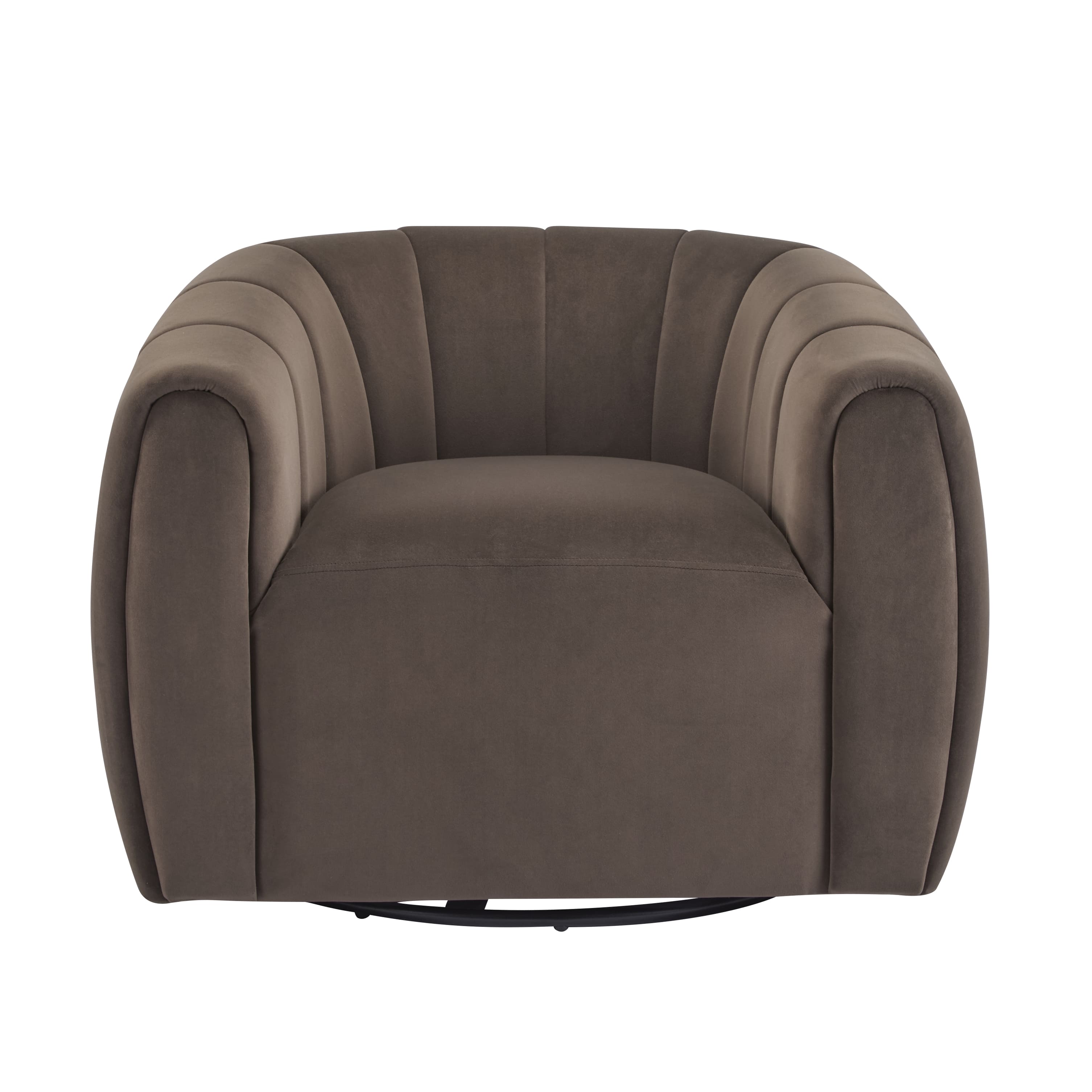 Christopher Knight Home Zarabel Indoor Modern Upholstered Swivel Accent Barrel Club Chair, Dark Brown/Velvet
