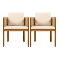 Christopher Knight Home Percival Modern Coastal Acacia Wood Outdoor Dining Chairs with Rope-Wrapped Arm and Cushions (Set of 2), Beige/Teak