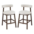 Christopher Knight Home Paddy Modern Rubberwood Upholstered Counter Stools with Curved Backrest (Set of 2), Walnut/Beige