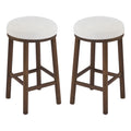 Christopher Knight Home Patsy Modern Minimalist Rubberwood Upholstered Counter Stools (Set of 2), Walnut/Beige