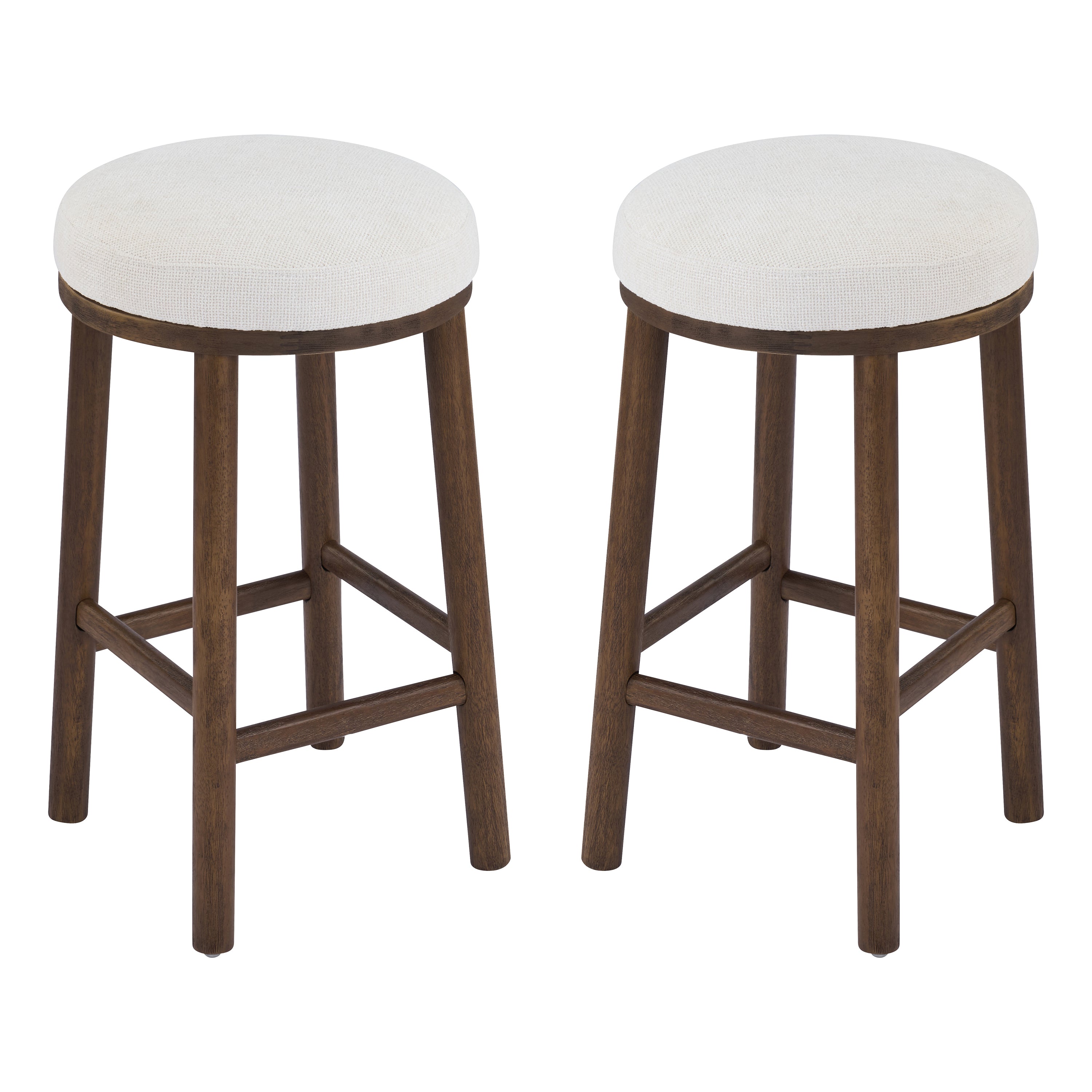 Christopher Knight Home Patsy Modern Minimalist Rubberwood Upholstered Counter Stools (Set of 2), Walnut/Beige
