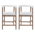 Christopher Knight Home Orin Modern Rubberwood Upholstered Counter Stools with Curved Backrest (Set of 2), Walnut