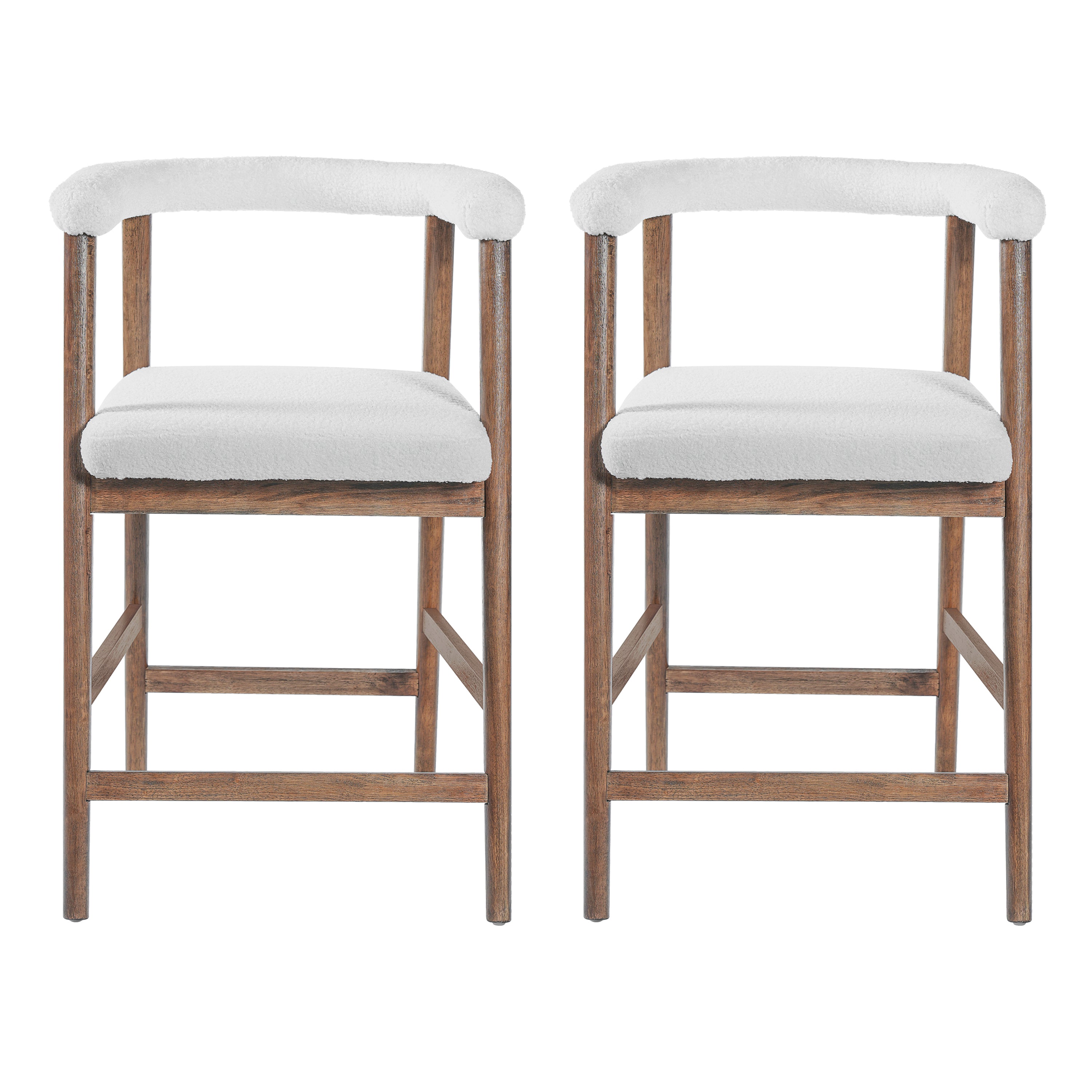 Christopher Knight Home Orin Modern Rubberwood Upholstered Counter Stools with Curved Backrest (Set of 2), Walnut
