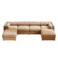 Christopher Knight Home Morley Modern Chenille 142.5  Upholstered Storage Sectional Sofa with 2 Ottomans, Camel