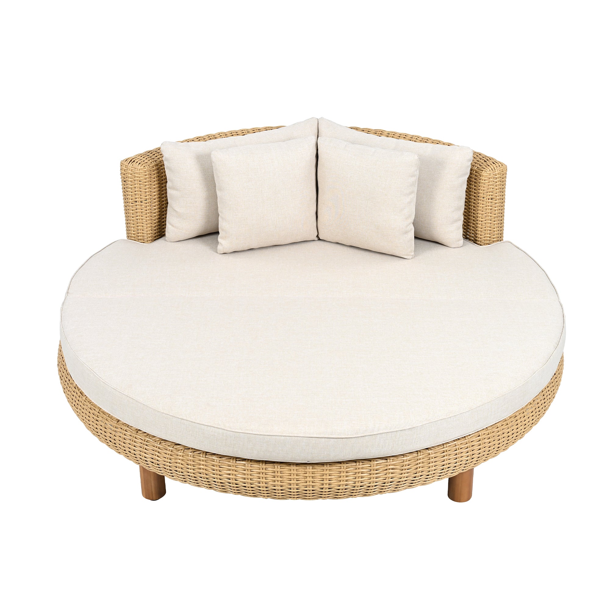 Christopher Knight Home Jennie Outdoor Round Wicker Daybed with Water-Resistant Beige Cushions