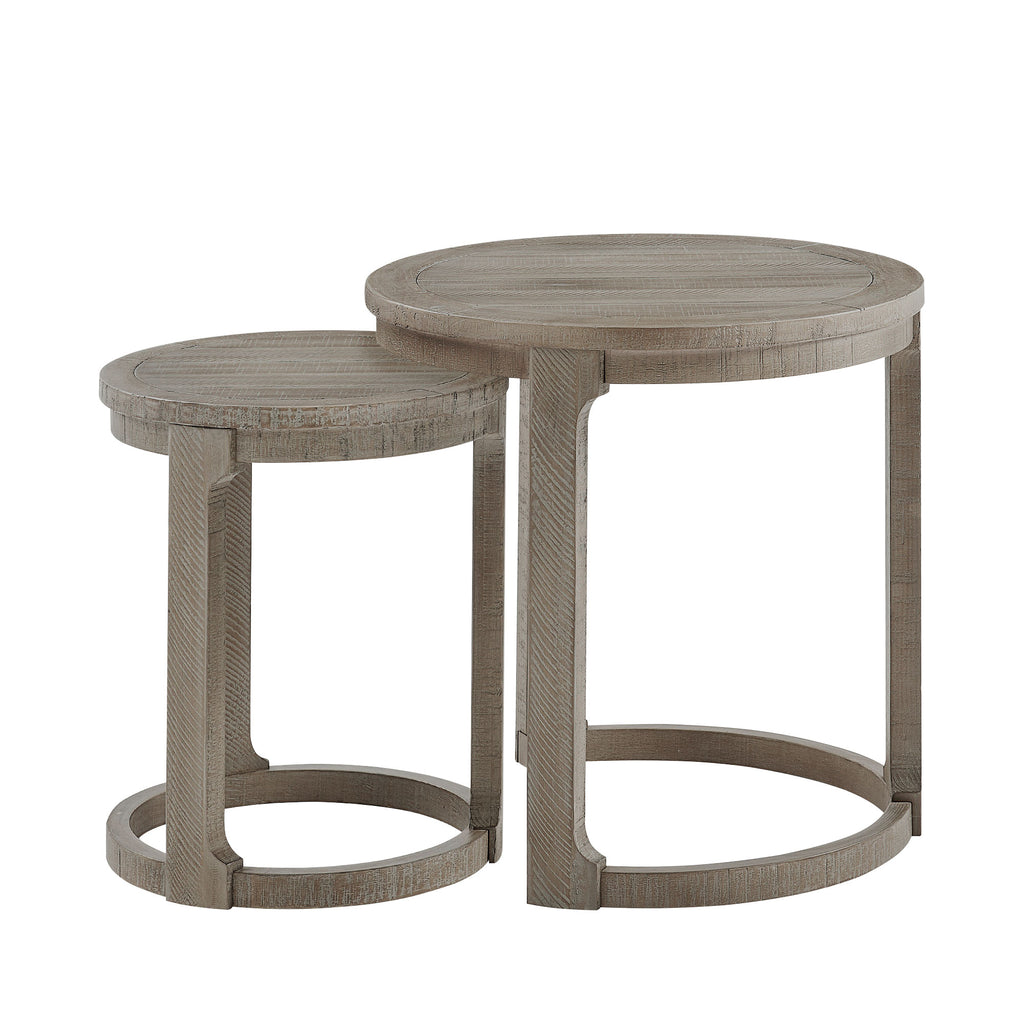GDFStudio Uvella Traditional Round Nesting Table Set, Light Brown