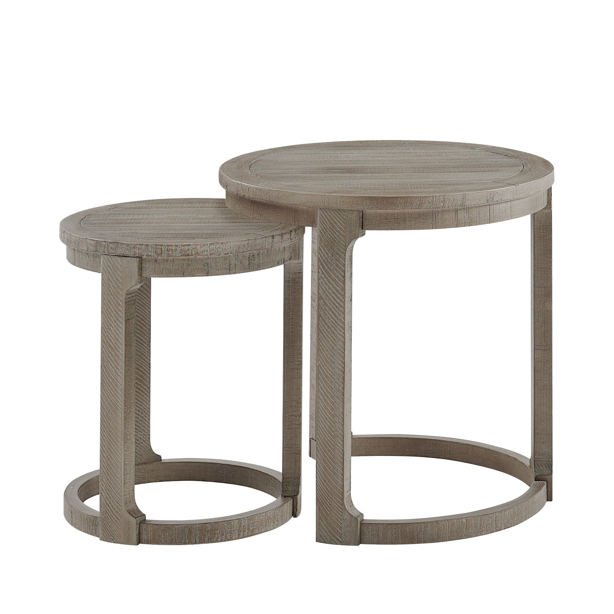 GDFStudio Uvella Traditional Round Nesting Table Set, Light Brown