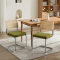 GDFStudio Glenn Upholstered Dining Chair with Stainless Base(Set of 2), Green/Velvet