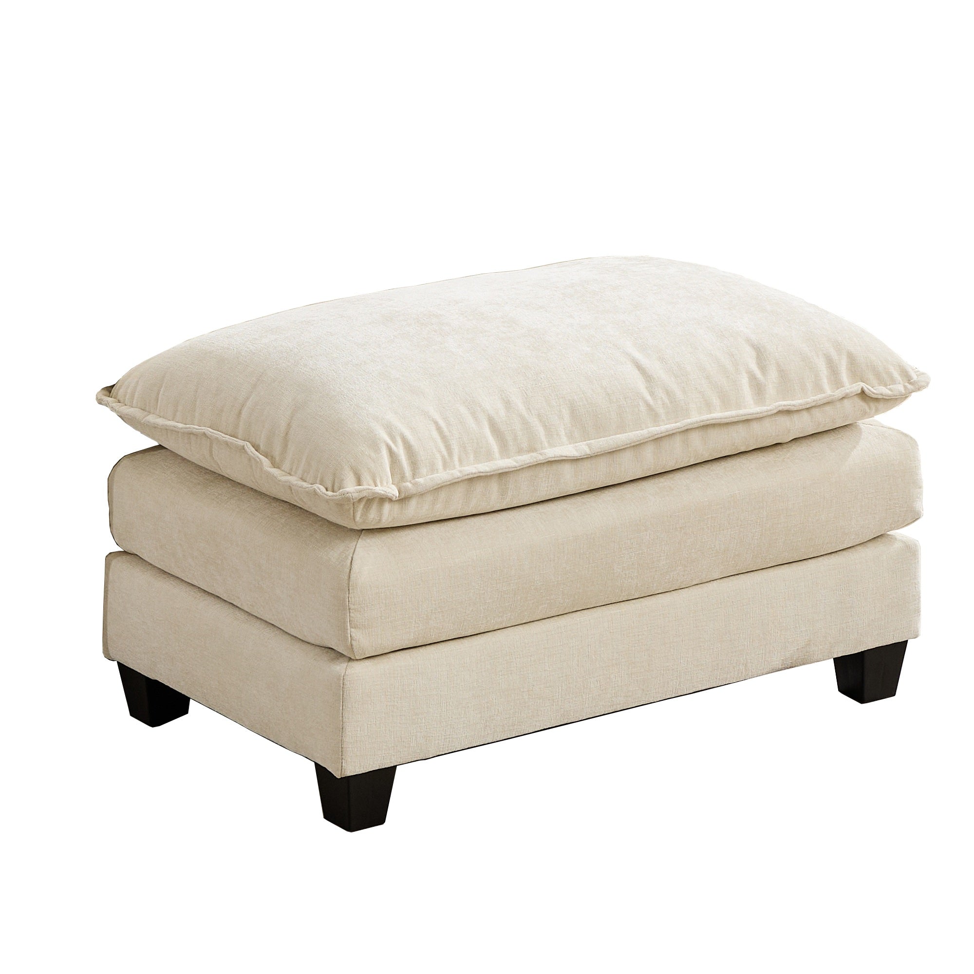 GDFStudio Ulina Modern Chenille Upholstered Ottoman, Beige