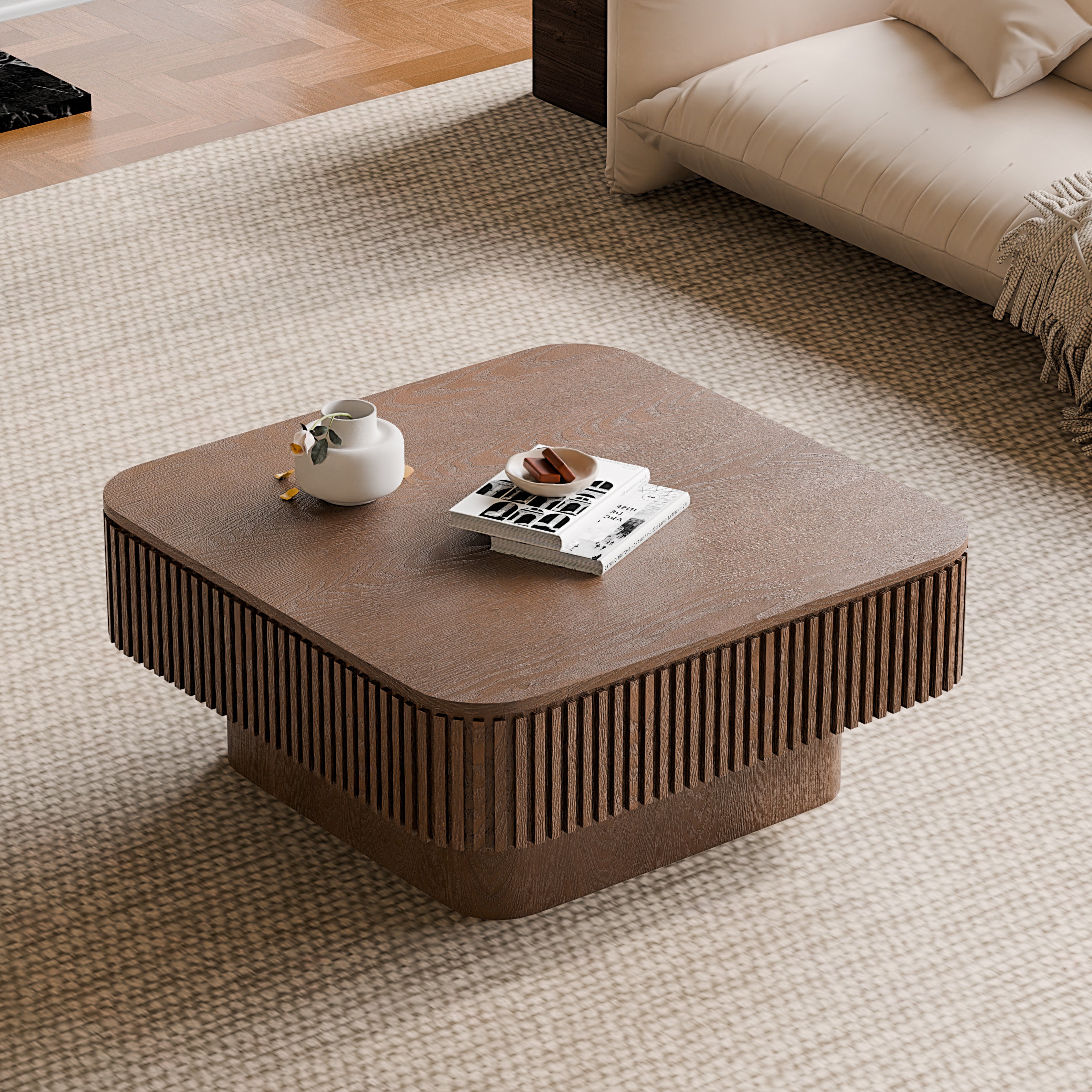 GDFStudio Skye Modern Wooden Square Coffee Table with Flip-top Lid