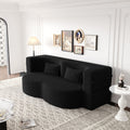 GDFStudio Moses 78" Teddy and Compressed Foam Full Size Floor Sofa Bed, Black