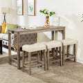 GDFStudio Aruba 4 Piece Bar Table Set with Power Outlet, 1 Table and 3 Upholstered Stools