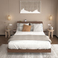 GDFStudio Ulric Modern Wooden Floating Bed Frame with Led Lights and Charging Station