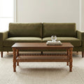 GDFStudio Orlando Vintage 43" Solid Wood Rectangle Coffee Table with Storage Shelf