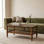 GDFStudio Orlando Vintage 43" Solid Wood Rectangle Coffee Table with Storage Shelf