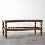 GDFStudio Orlando Vintage 43" Solid Wood Rectangle Coffee Table with Storage Shelf