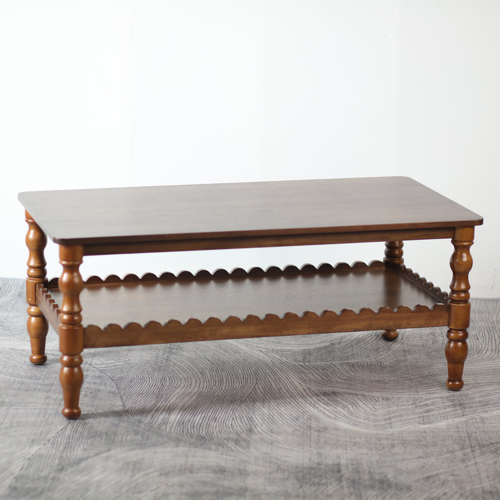 GDFStudio Orlando Vintage 43" Solid Wood Rectangle Coffee Table with Storage Shelf