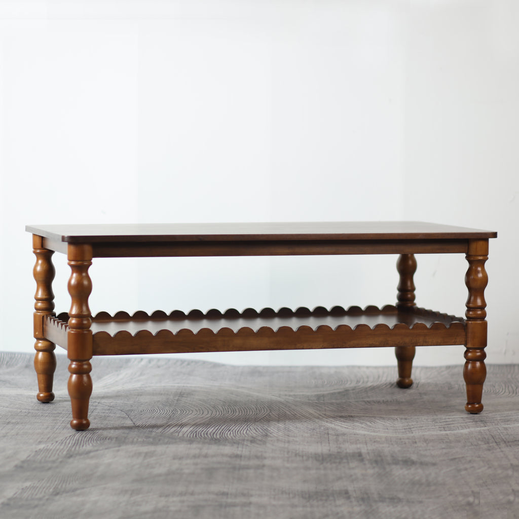 GDFStudio Orlando Vintage 43" Solid Wood Rectangle Coffee Table with Storage Shelf