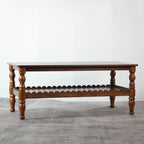 GDFStudio Orlando Vintage 43" Solid Wood Rectangle Coffee Table with Storage Shelf
