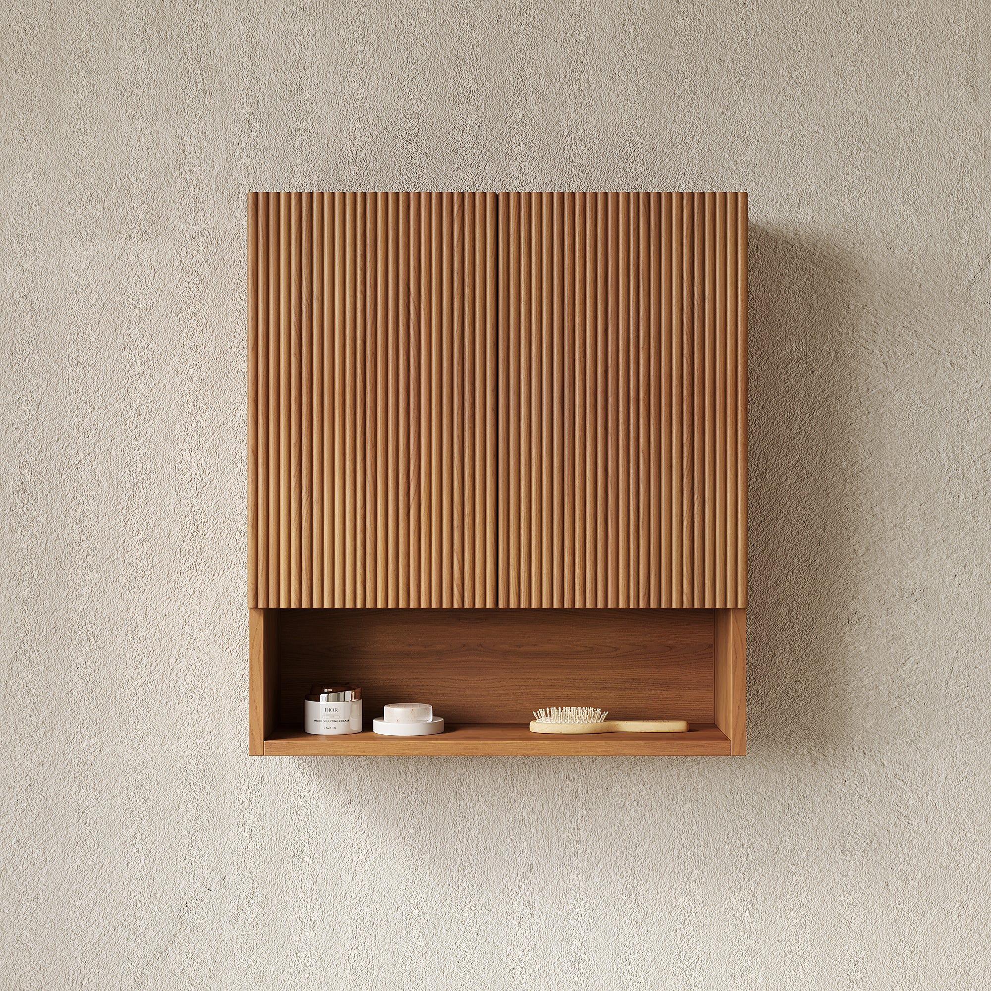 GDFStudio Maxeys 26" Wall-Mounted Bathroom Cabinet with Soft-Close Doors, Shelf and Open Compartment
