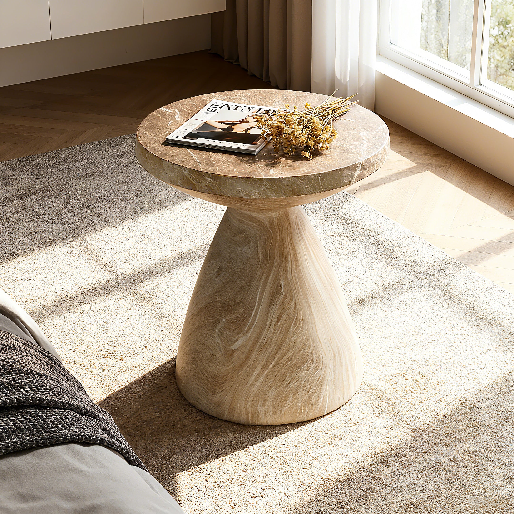 GDFStudio Rava Modern Lightweight Concrete End Table