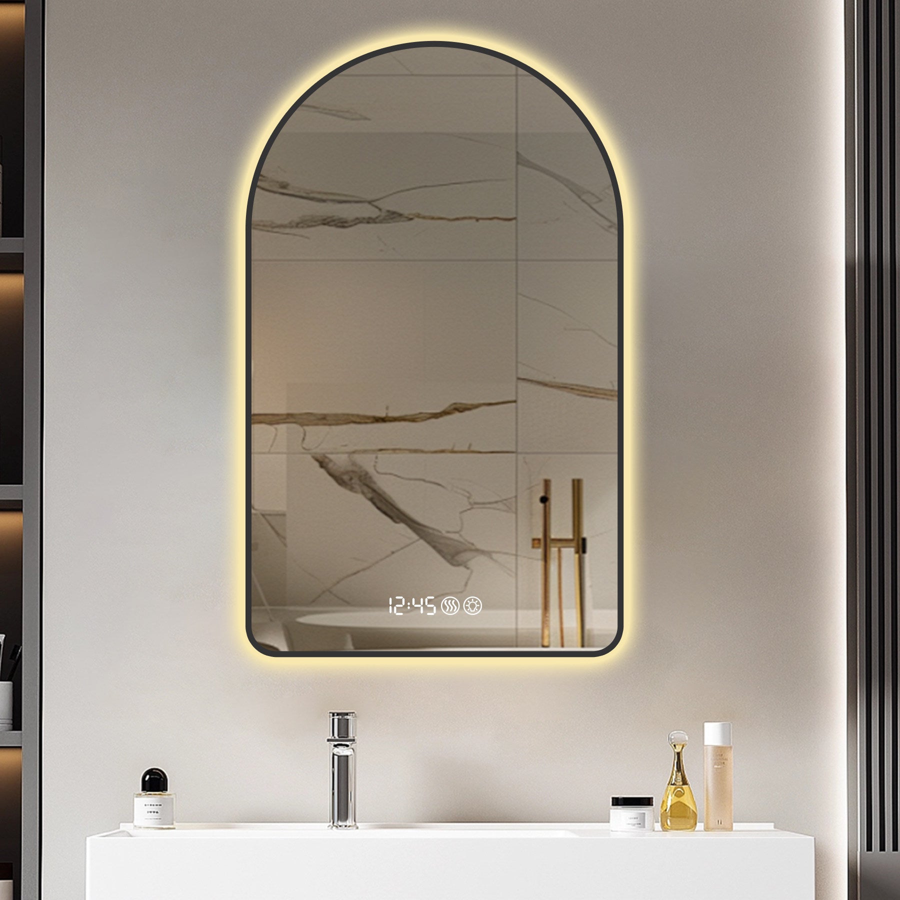 GDFStudio Corin Modern 48" Arched LED Bathroom Mirror with Three Color Temperatures