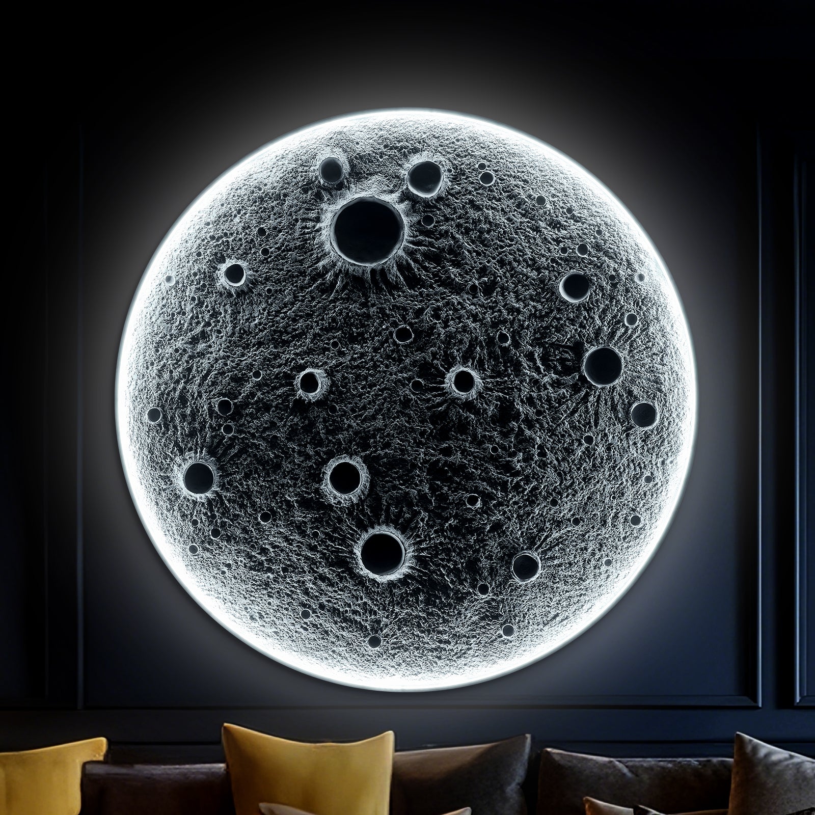GDFStudio Argus 3D Moon Wall Light with Realistic Lunar Crater Texture