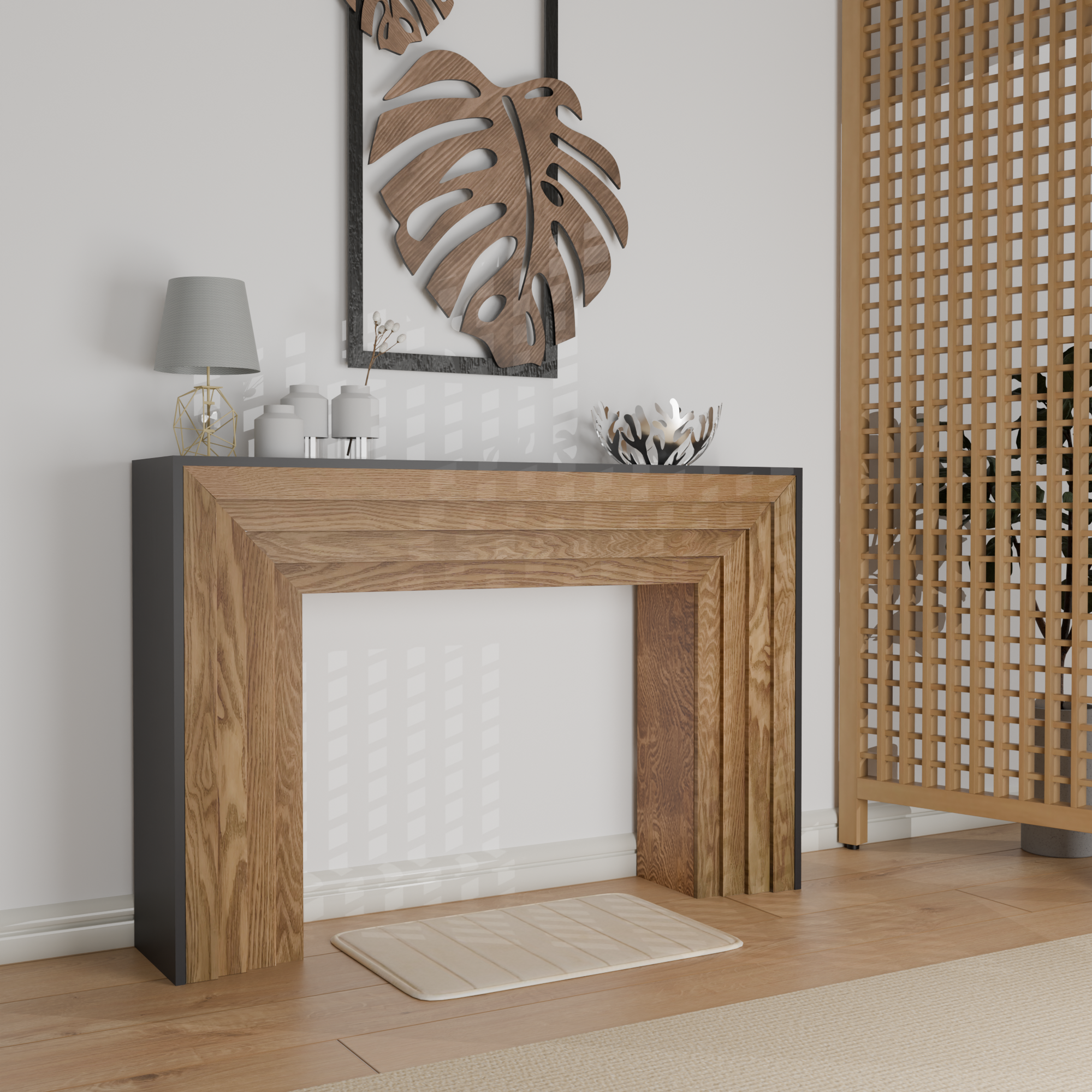 GDFStudio Blanche Modern 47" Fir Wood Rectangle Console Table