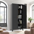 GDFStudio Alina Modern 4-Tier Tall Steel Cabinet with Adjustable Shelves, Black, 71''