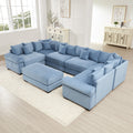 Christopher Knight Home Hodge 138 Oversized Corduroy U Sectional Sofa with Ottoman,Blue