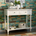 GDFStudio George Traditional Solid Wood Console Table with Drawers and Bottom Shelf, Ivory
