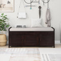 GDFStudio Gavin 43.5¡± Entryway Storage Shoe Bench with Shutter Doors and Adjustable Shelf, Espresso