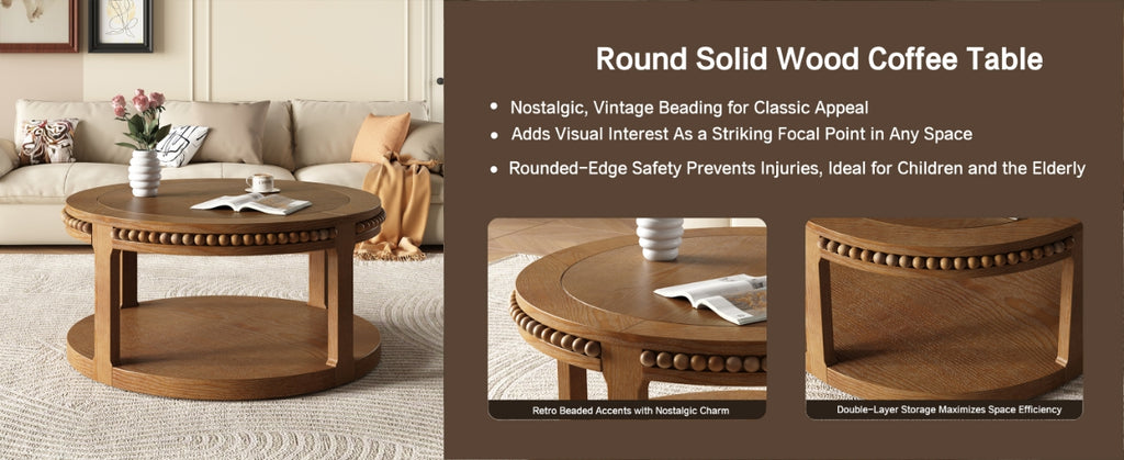 GDFStudio Chiori Modern 2-Tier Wooden 31" Round Coffee Table