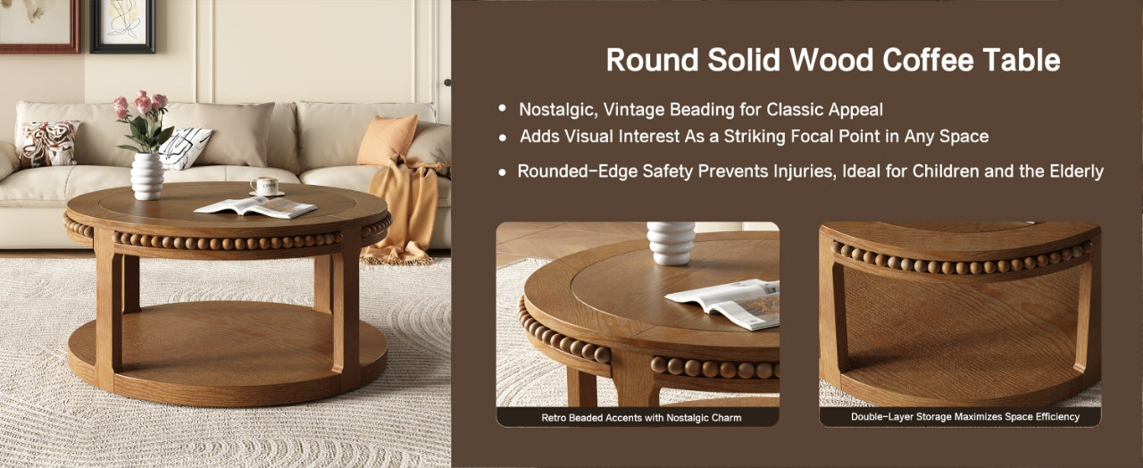 GDFStudio Chiori Modern 2-Tier Wooden 31" Round Coffee Table