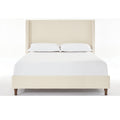 GDFStudio Eveleth 54" Headboard Upholstered Wingback Bed with Solid Wood Legs, Beige/Boucle,  King