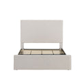 Christopher Knight Home Rhea Modern Upholstered Bed with Headboard, Textured Ivory Canvas, King