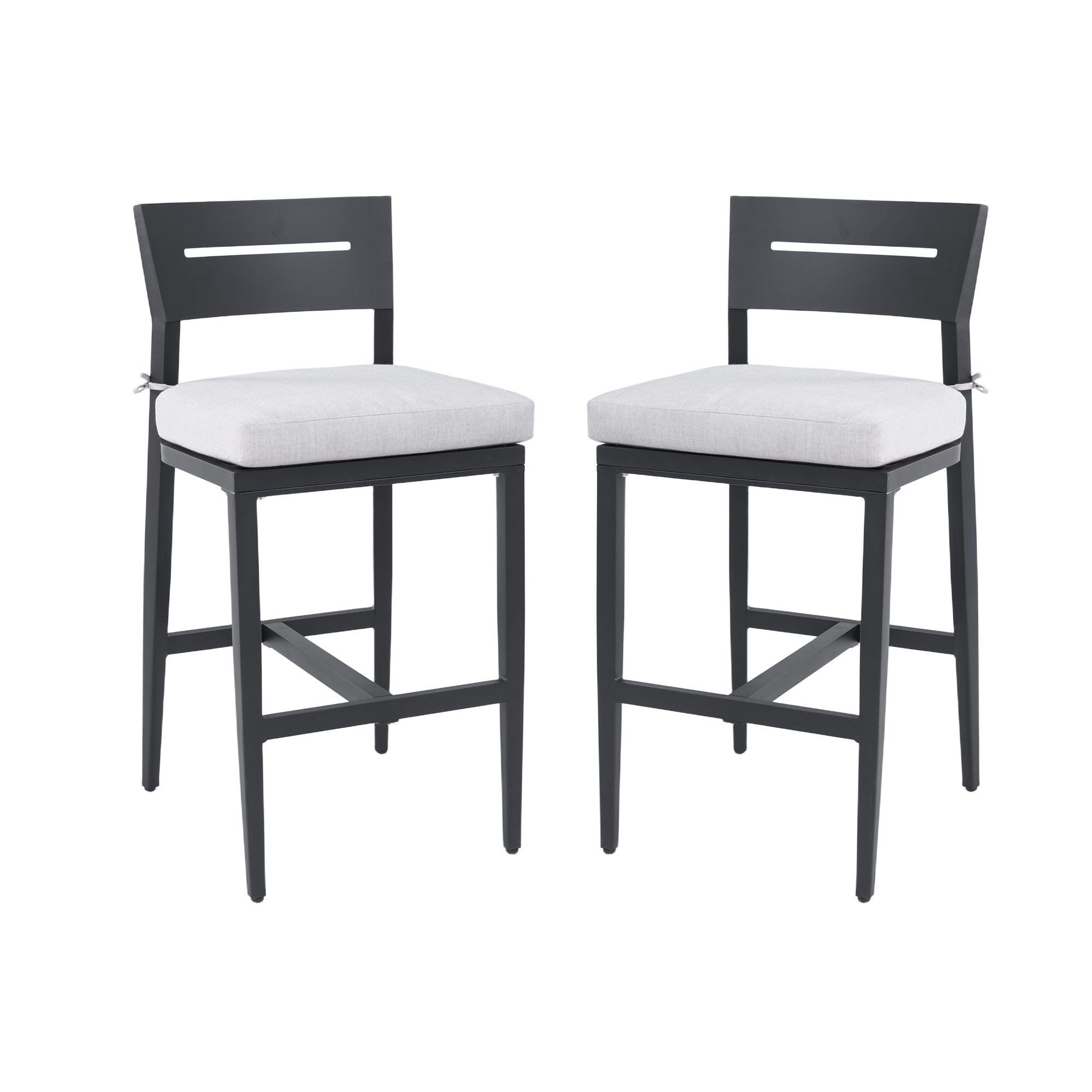 Christopher Knight Home Snow Outdoor Aluminum 29.5" Armless Barstool with Removable Sunbrella Cushion(Set of 2), White