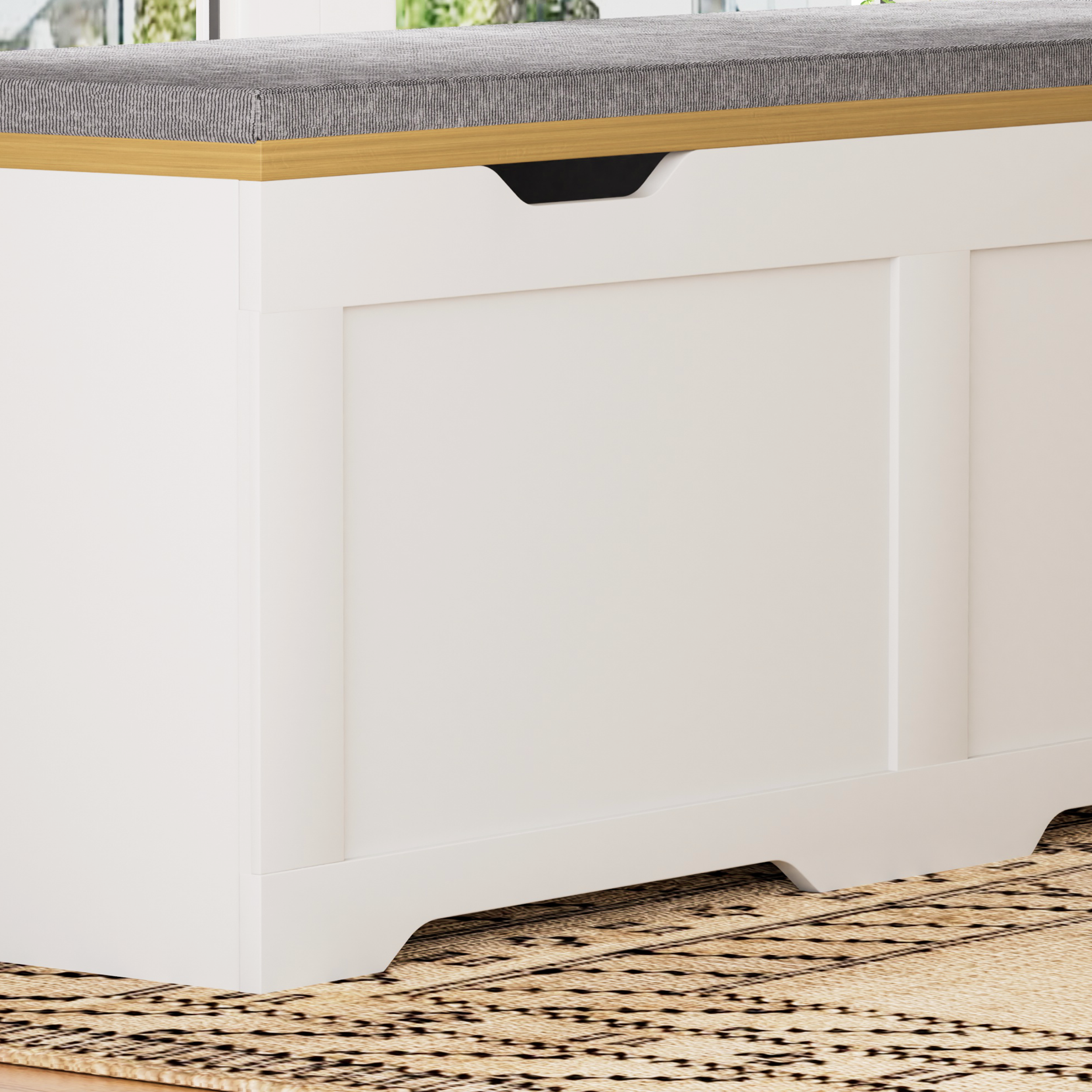GDFStudio Gaela Farmhouse L-Shaped Storage 63" Benches
