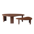 GDFStudio Rania Modern 2 Piece Irregular Shape Nesting Coffee Table Set, Walnut