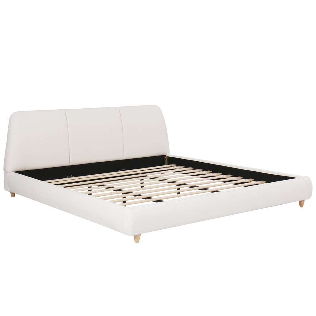 Christopher Knight Home Cotton Linen Upholstered Platform Bed with Solid Wood Legs & Metal Support Frame