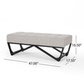 Christopher Knight Home Modern Upholstered Ottoman Bench with Tufted Waffle Stitch & Bentwood Base