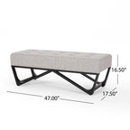 Christopher Knight Home Modern Upholstered Ottoman Bench with Tufted Waffle Stitch & Bentwood Base