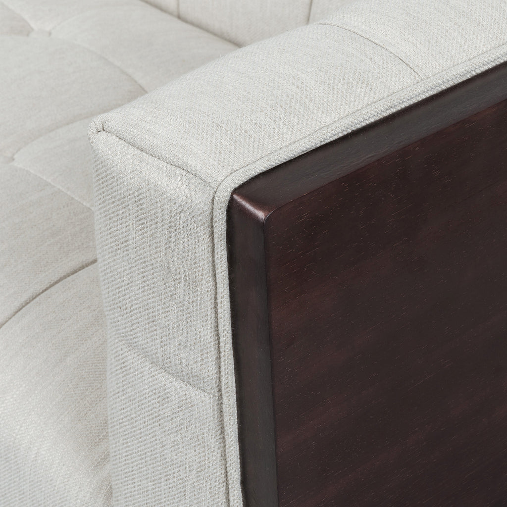 Stylish Mid-Century Modern Three-Seater Sofa with Button-Tufted Waffle Stitch